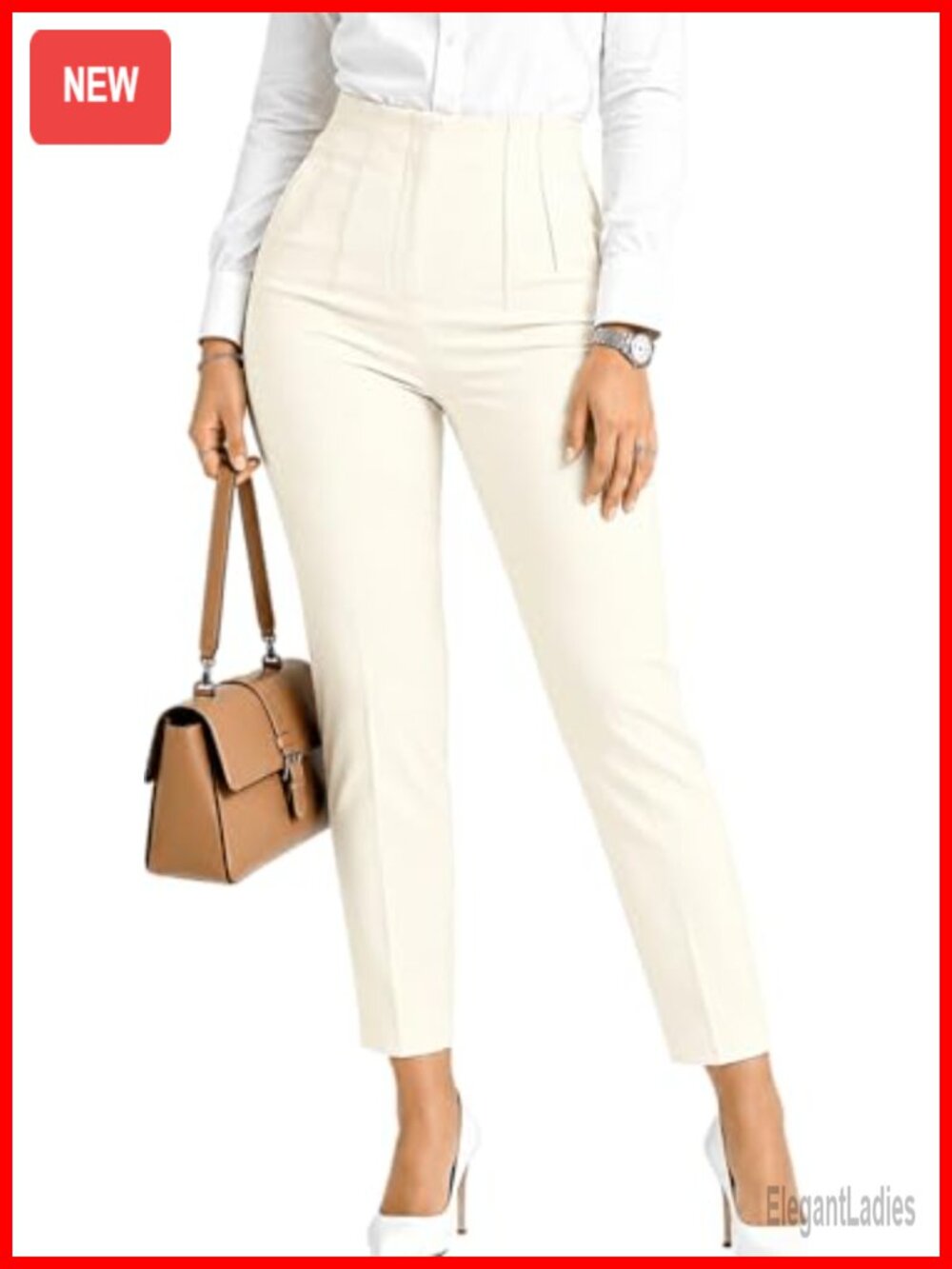 Womens High Waisted Skinny Pencil Trousers Business Work Pants with Pockets